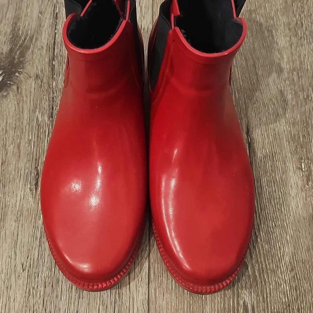 MICHAEL KORS Red Women's Ankle Rain Booties Waterproof Galoshes Waterproof SZ 7
